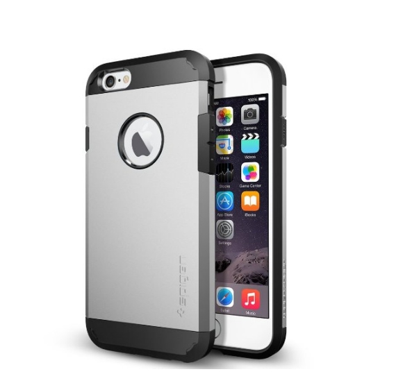 iPhone 6 Case Spigen Tough Armor  Heavy Duty  Gunmetal Dual Layer EXTREME Protection Cover satin silver